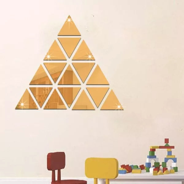 Luxury Triangular Mirrored Wall Decals (16 Pcs)