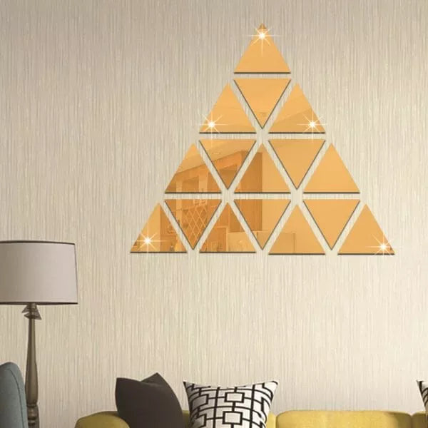 Luxury Triangular Mirrored Wall Decals (16 Pcs)